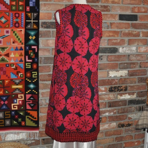 Unique Wearable Art Floral Mandala Tapestry Thick Long VEST Sleeveless Jacket - Picture 2 of 6